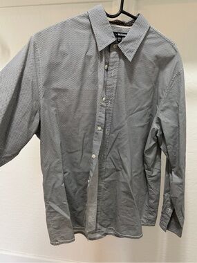 Murano Men's Black & White Micro-Pattern Button-Down Shirt